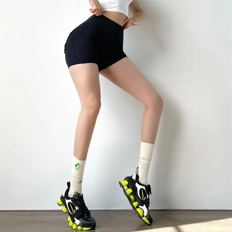 TRY TO BN - Pantalones cortos deportivos para mujer, con bolsillos, cintura alta, sexys, para gimnasio, entrenamiento, push up, pantalones cortos de ciclista, mallas de ciclismo para fitness