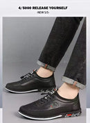 Spring Luxury Men's Casual Leather Shoes Elastic Band Business Flats Loafers for Men Soft Sole Peas Shoes Soft Men's Sneakers