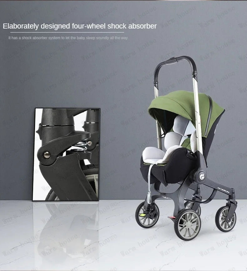 EU STOCK 4in1 baby stroller two-way Multifunctional newborn baby stroller 3in1 Foldable Basket type seat Lightweight Travel Pram