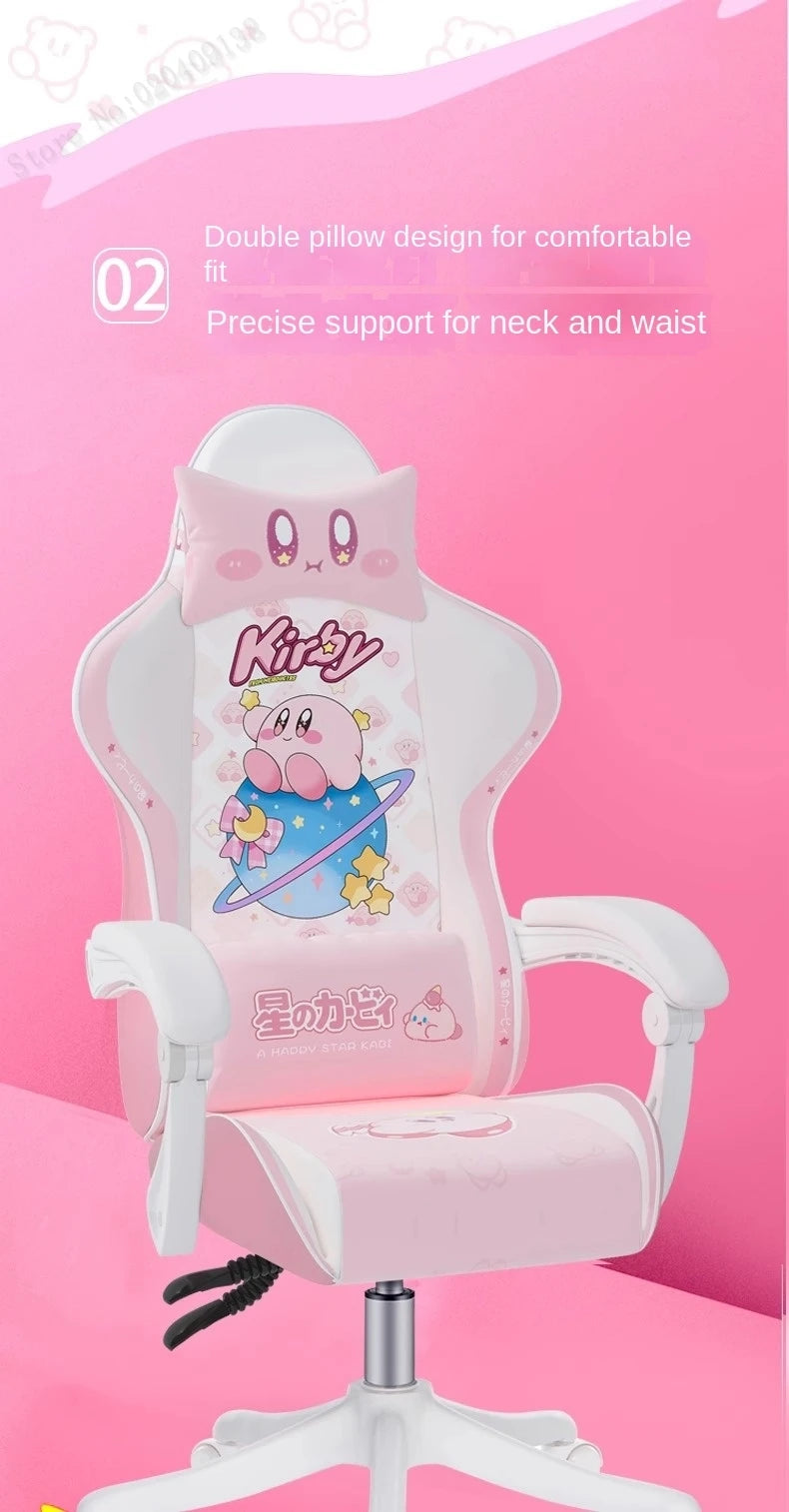Cute Cartoon Gaming Chair Computer Office Chair Home Reclining Lift Comfortable Student Dormitory Swivel Chair Nylon Feet