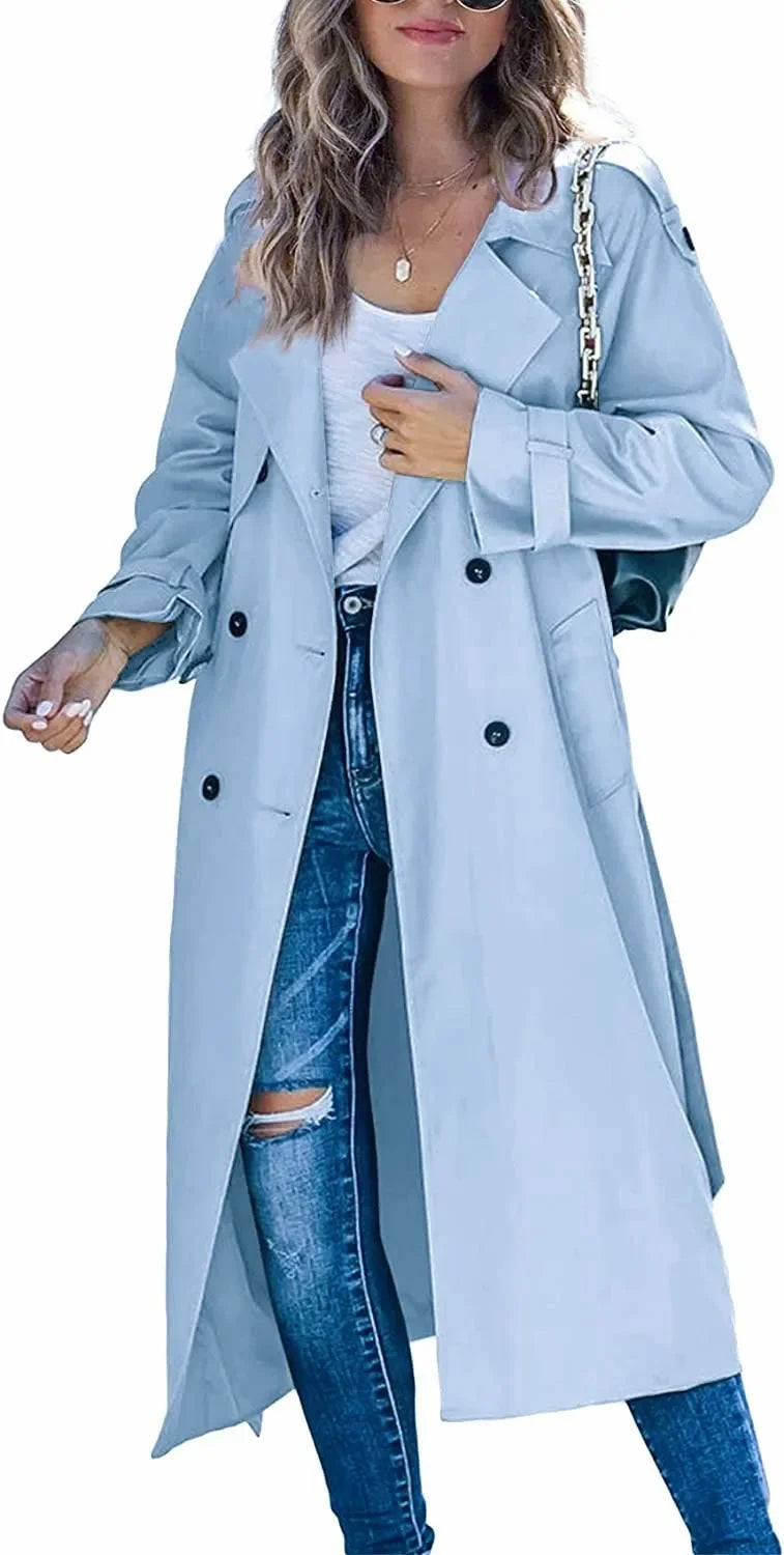 Amazon Independent Station Cross-Border European and American Women's Winter and Autumn Coat Jacket Overcoat Plus Size Trench Co
