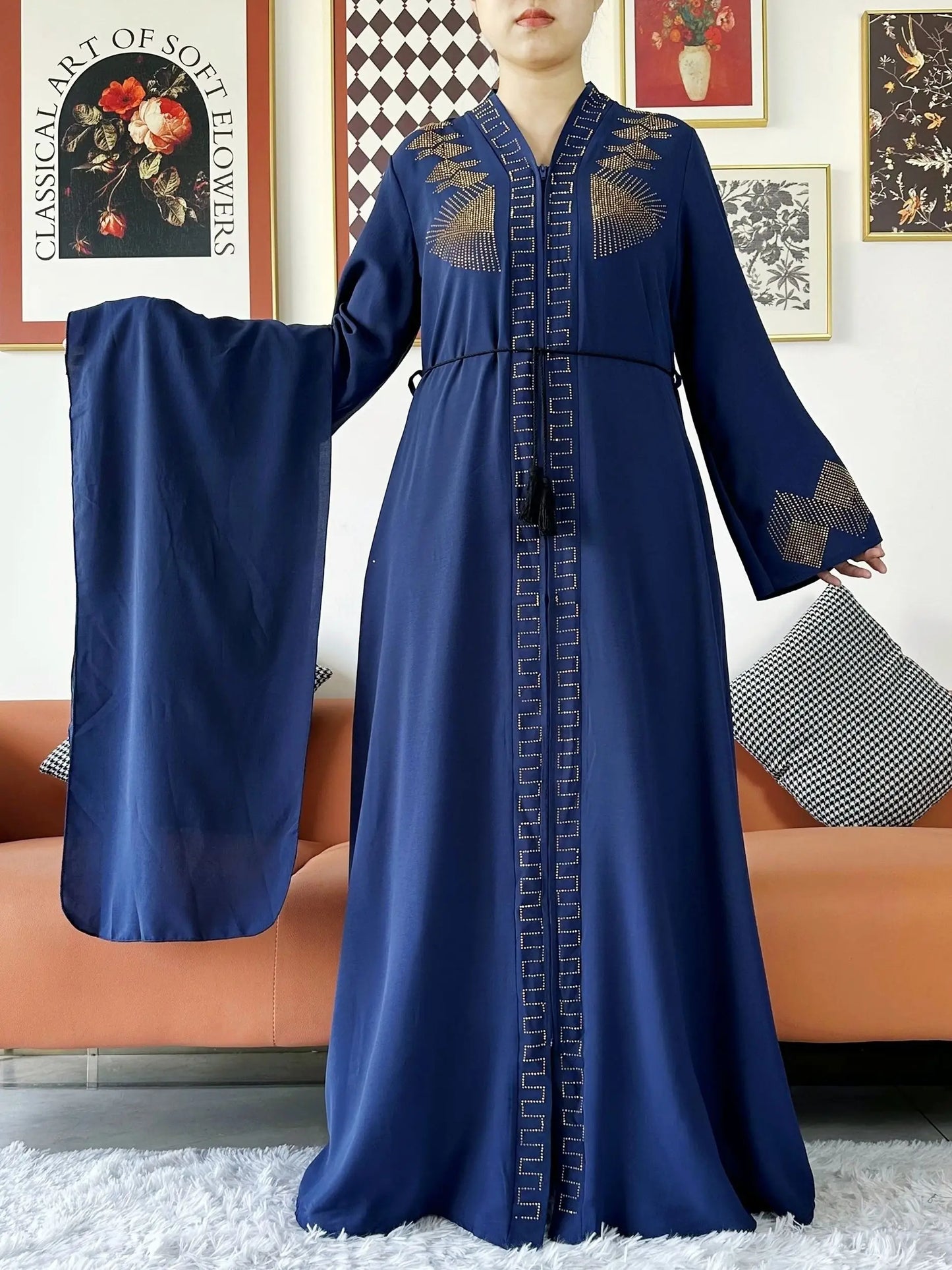 Vestido elegante de gasa para mujer, abaya abierta con cremallera, ropa musulmana, cárdigan islámico, abaya, nuevo