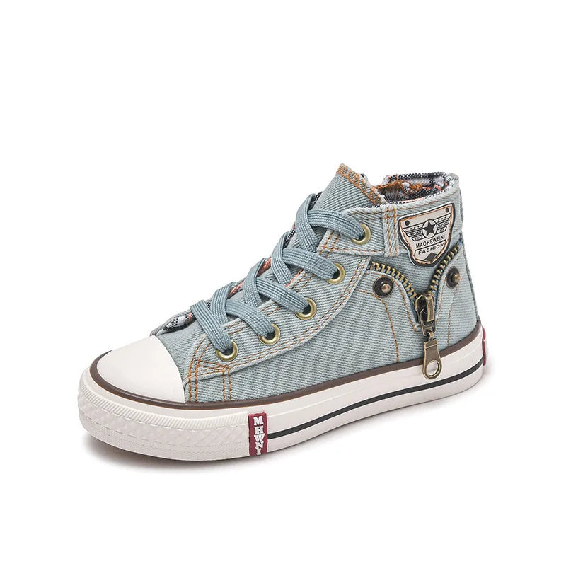 Zapatos de lona altos para niños, zapatos para bebés, grafiti, primavera y otoño 2023, zapatillas antideslizantes para niñas.