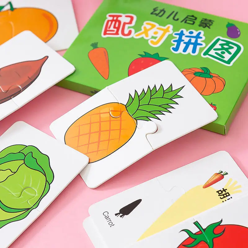 32-Piece Montessori Educational Toddler Matching Cards Learning Games for Kids, Toys for Kids 2 to 4 Years Old, Cartoon Puzzle for Babies