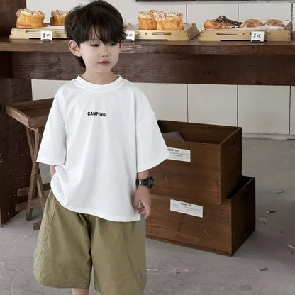 Boys' Summer Short Sleeve T-shirt New Small And Medium Children's Round Neck Top Children's Casual Versatile Half Sleeve Fashion