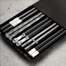 5Pairs Janpanese Reusable Chopsticks Black Sushi Sticks For Food Noodles Alloy Chinese Korean Chopsticks Kitchen Tableware