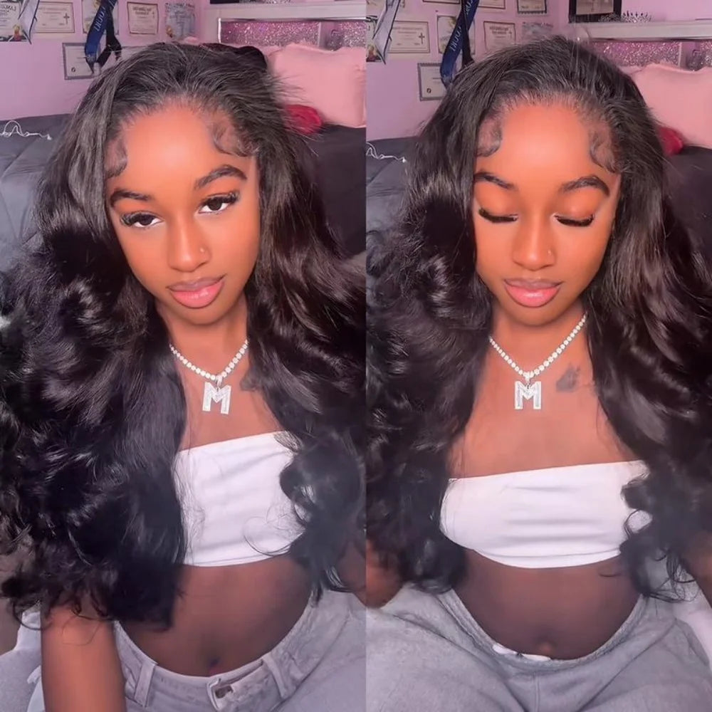 Peruca V-part cabelo humano ondeulado body wave-sem cola glueless