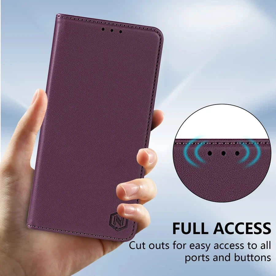 Wallet Skin friendly Magnetic Card Slot Flip Leather Case For Xiaomi 14T 13T 11T Poco X6 C65 C75 Redmi 14C 13C 13 12C 10C 9A 9C