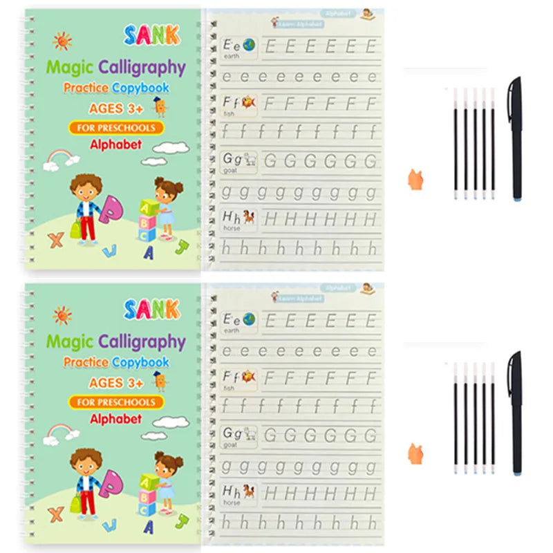 Sank Magic Practice Copybook Pen Preschools Kids Calligraphy English Verison Free Wiping Children Reusable Writing Book
