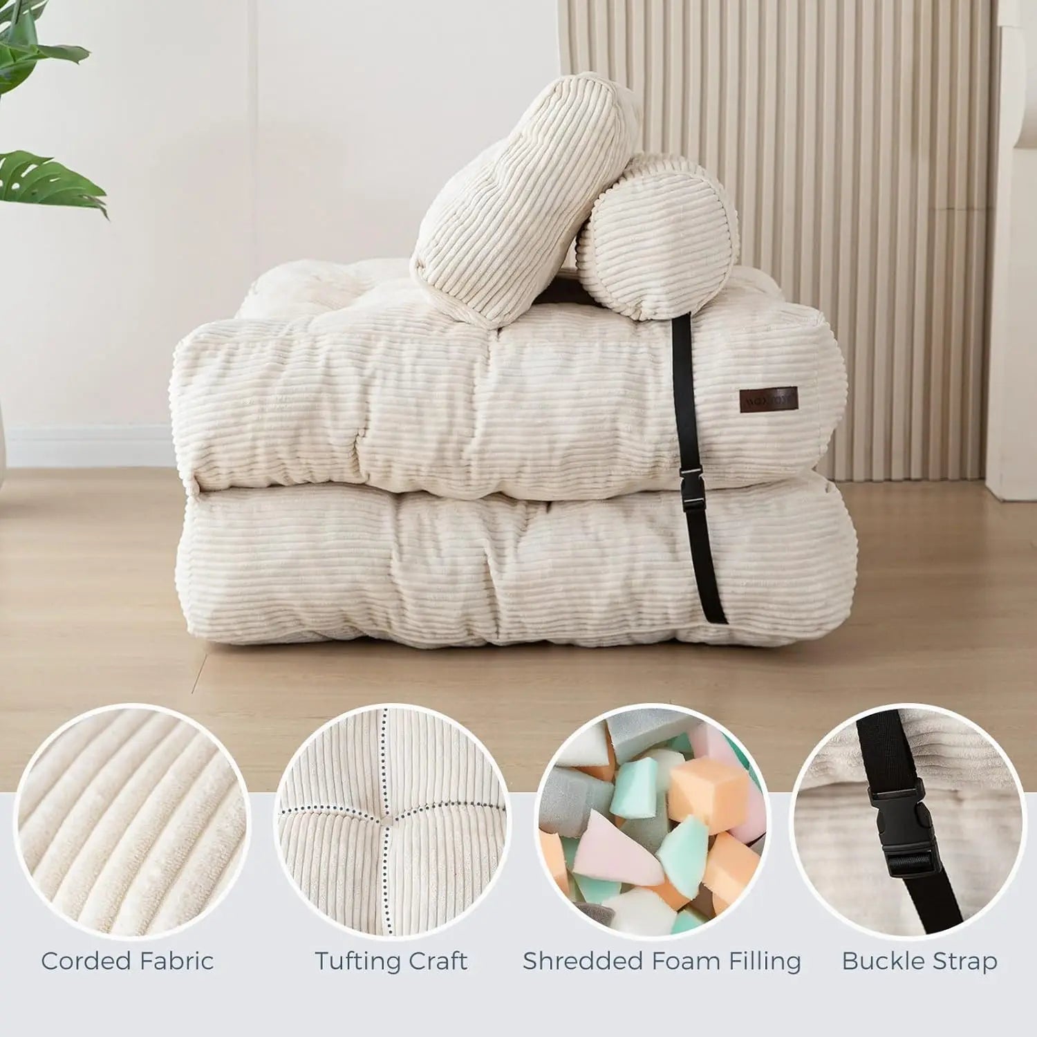Vacuum Compression Sofa Foldable Simple Fabric Corner Modular Couch Floor Multi Function Nordic Living Room Bedroom Decoration