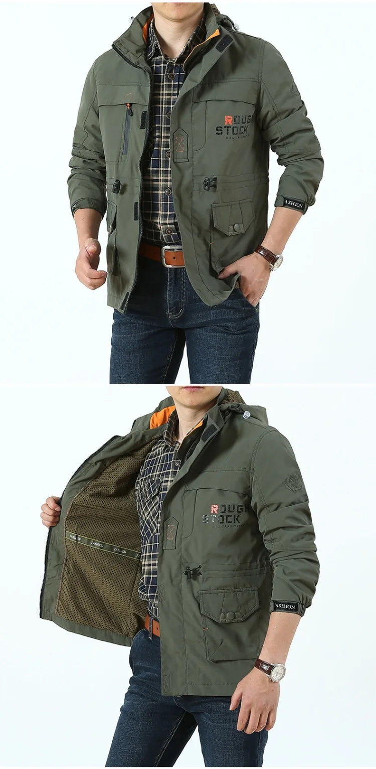 Chaqueta táctica cortavientos para hombre, impermeable, con capucha, para exteriores, deportiva, militar, talla europea, S-5XL, para escalada de campo, ropa fina