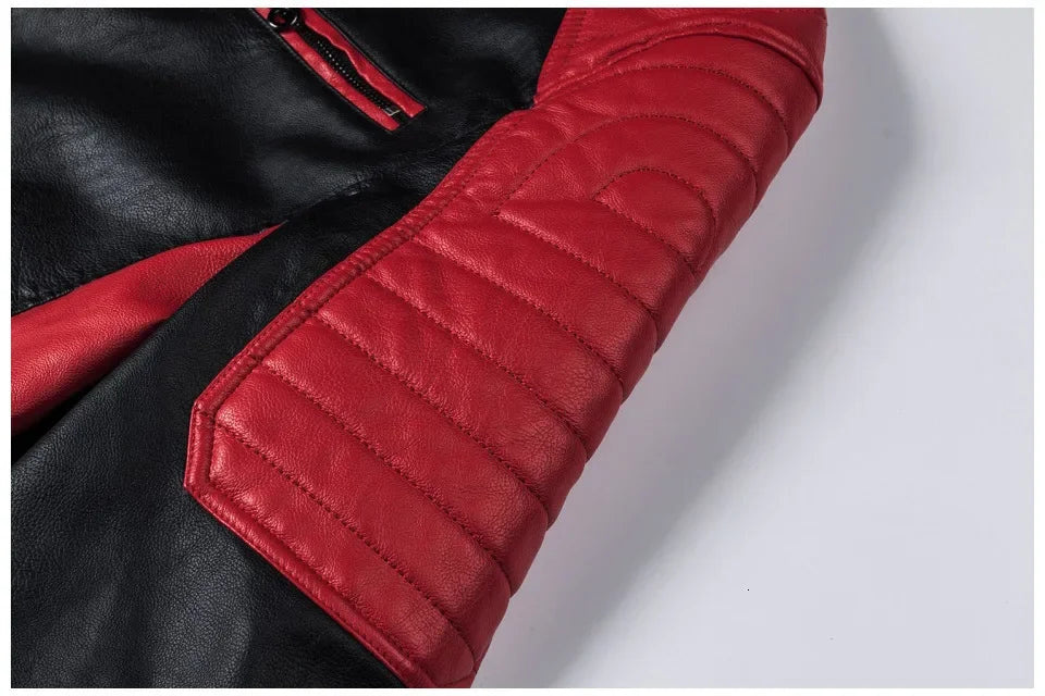 2022 Fashionable Casual Men's Leather Jacket Splice Motorcycle Amazon Vintage Cross-Border Spring Autumn Thin Style Wear