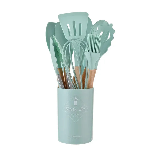 Utensílios De Cozinha De Silicone De Grau Alimentício, Colher De Medição, Espátula, Ferramenta De Cozinha Prática, Conjunto De Utensílios De Cozinha, Panelas, Turner, 12Pcs