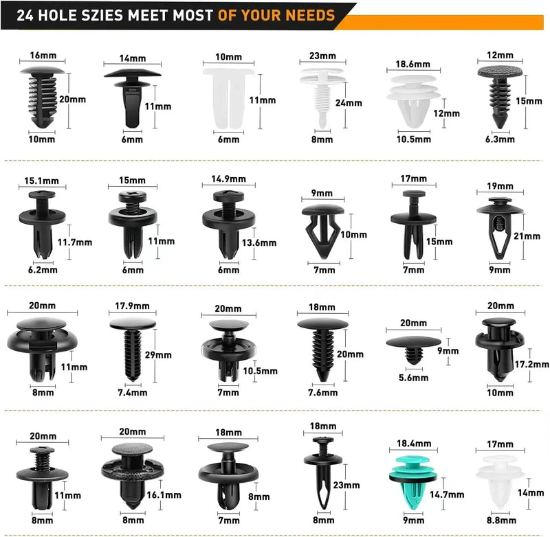 800pcs-100Pcs Car Fastener Clip Kit Fender Rivet Plastic Clips Auto Body Push Retainer Pin Rivet Bumper Door Trim Panel Repair