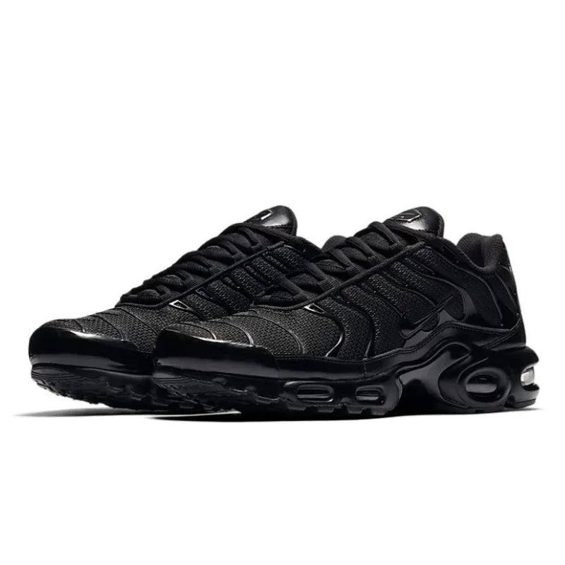 Zapatillas Nike Air Max Plus TN para correr, clásicas, negras triples, para exteriores, para correr, caminar, deportivas, para mujer y hombre.