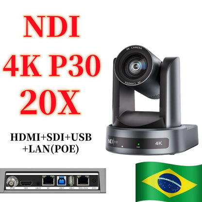 4K/1080P SDI NDI PTZ Camera 10X/20X Optical Zoom, HDMI/USB/POE | IP Live Streaming Camera for Church/Meeting/Broadcast (Youtube)