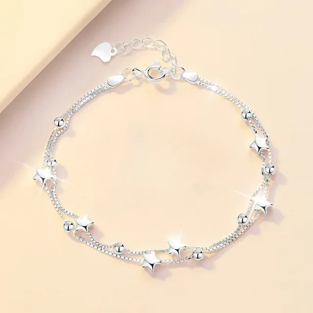 Vintage 925 Sterling Silver Bracelet for Women, Original Lucky Beads Ball, Adjustable Bracelets, Designer Jewelry, Luxury Gifts 