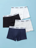 4pcs Mixed Color Children's Boxer Briefs Cotton Solid Soft Breathable Boys Underwear