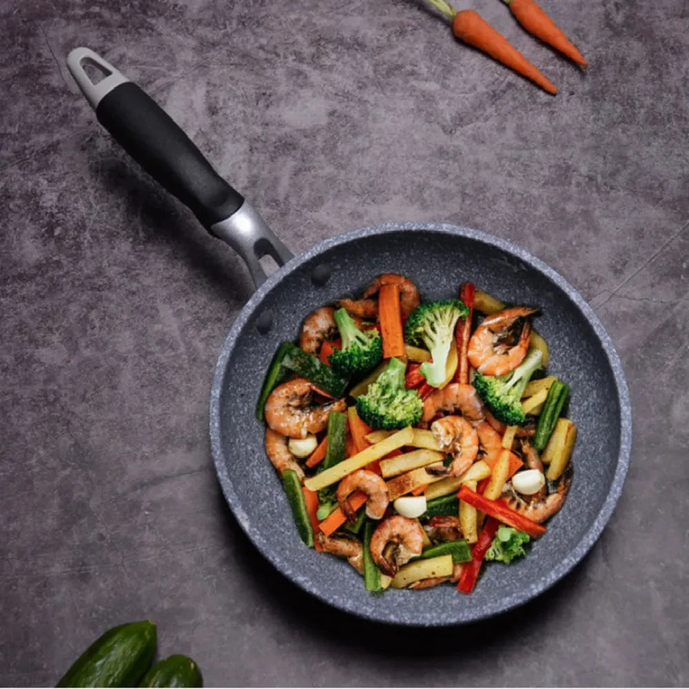 Durable Stone Frying Pan 28/26/24/20cm Wok Non-stick Pan Skillet Cauldron Induction Cooker Pans Pancake Egg Gas Stove Home
