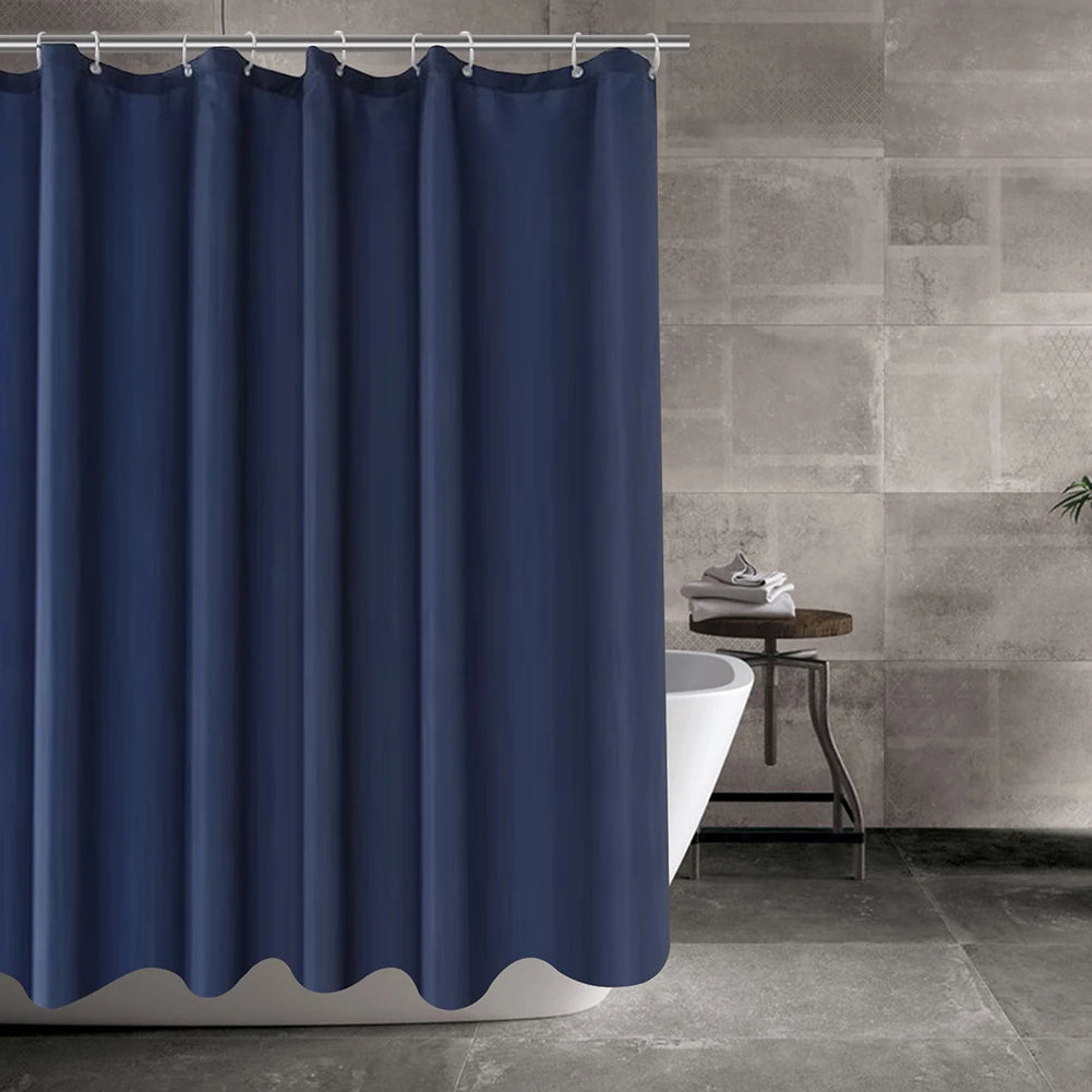 Cortina de ducha de tela sólida resistente, impermeable, para baño, tamaño largo, 230/200 cm, color negro, blanco, gris, marrón y azul.