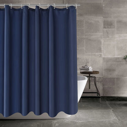 Cortina de ducha de tela sólida resistente, impermeable, para baño, tamaño largo, 230/200 cm, color negro, blanco, gris, marrón y azul.