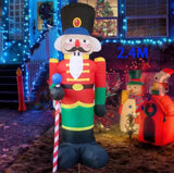 Decoração inflável do quebra-nozes do natal de 2.4m com decoração de natal iluminada por led decoração de festa de jardim ao ar livre