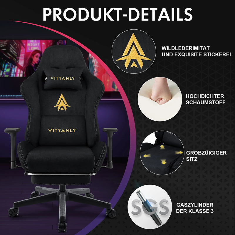 Brand Gaming Chair With Footrest Office Chair Ergonomic Lumbar Support Height Adjustable with Suede Leather Recliner Women Men