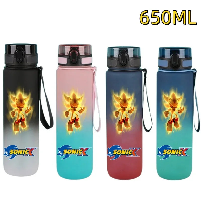 650ML Sonic Hedgehog Sport Water Bottle Large Capacity Cartoon Portable Plastic Water Bottle Drinking Cup Student Birthday Gifts