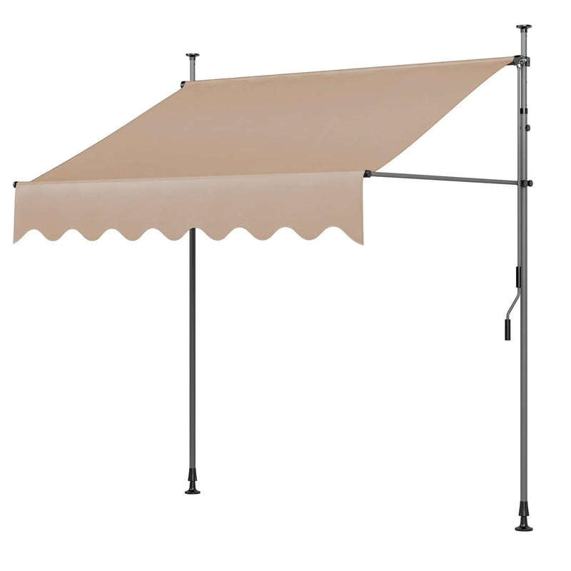 Awning Balcony Patio Retractable Awning UV50+ Sun Shade Awning Clamp Garden Sun Protection with Hand Crank Without Drilling