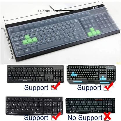 Protector de silicona universal para teclado, funda protectora para PC de escritorio, transparente, de gel de sílice, cóncavo y resistente a golpes.