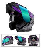 BLD Modular Motorcycle Full Face Helmet ECE Flip-up Double Anti-Fog Visor Purple Bird Sport Design In Stock Adult Men and Women