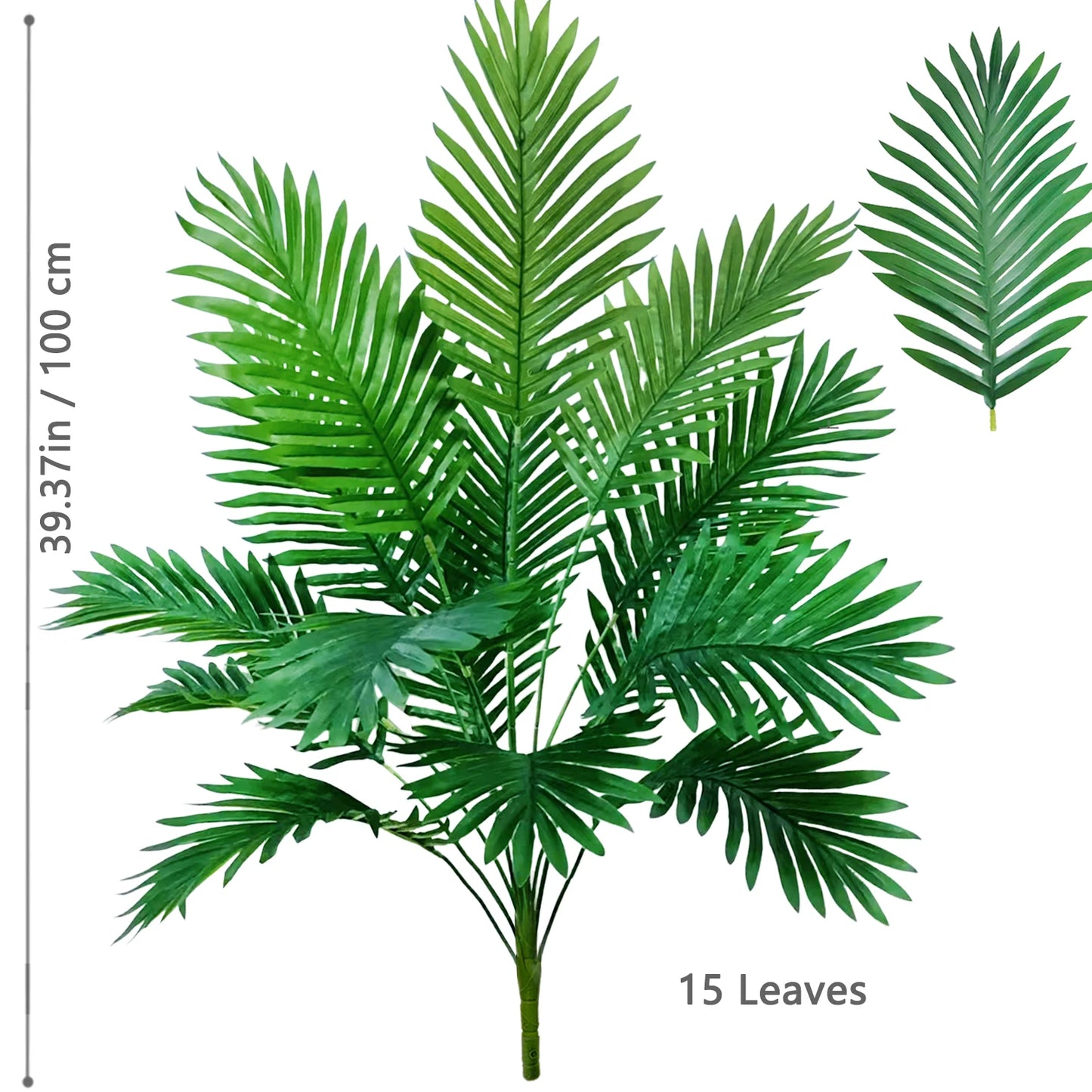 52-125cm/49.2in  Artificial Palm Tree Tropical Fake Plant Green Plastic Palm Leaf Branches Suitable for Home Garden Decoration
