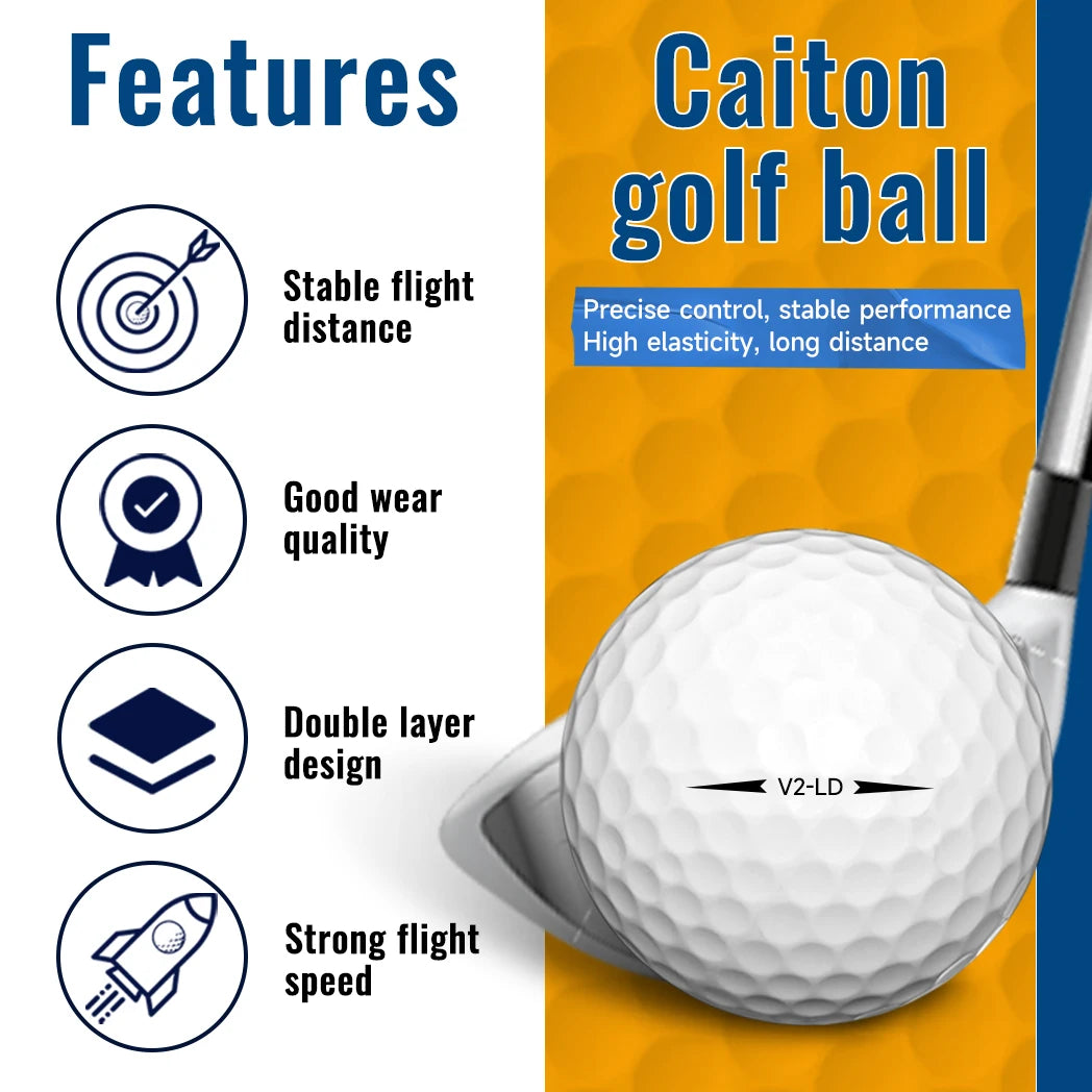 Caiton 50pcs 2-Layer Golf Balls - 332 Dimple, Max Distance, Spin Control, Durable, Precision - For Golf Training & Play