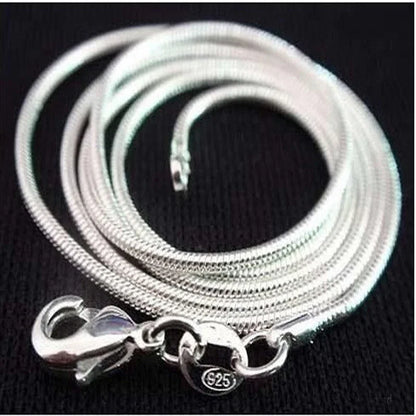 925 Sterling Silver Women Necklace, Silver Fashion Jewelry Snake Chain 1mm Necklace 16 18 20 22 24" 