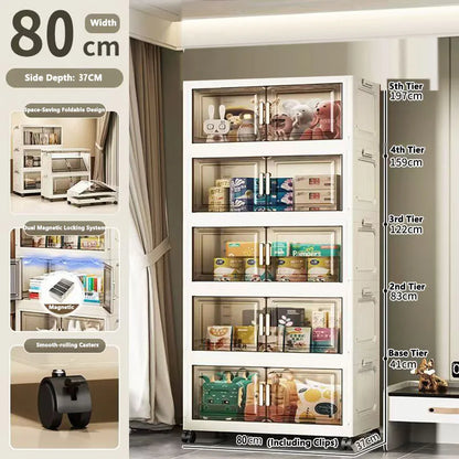 Storage Cabinet Folding Storage Box Home Living Room Toy Cabinet Storage Rack Snack Cabinet Installation-Free Kitchen Storage Cabinet Folding Storage Cabinet Organizer