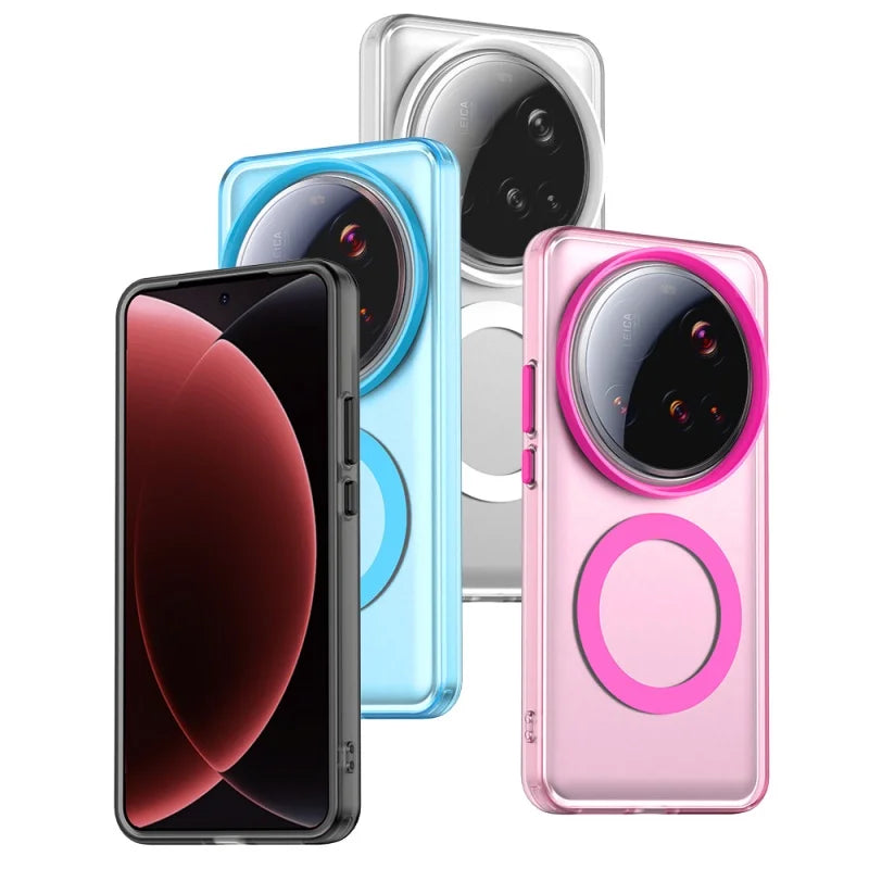 Matte Clear Magnetic Wireless Charge Magsafe Case For Xiaomi 15 Ultra 14T Pro Civi4 Military Armor Shockproof Candy Color Cover