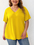 7XL 8XL Plus Size Women T Shirt Summer V-Neck Short Sleeve Pullover Loose Tops Casual Solid Colors Ladies Large Size Tee Shirt