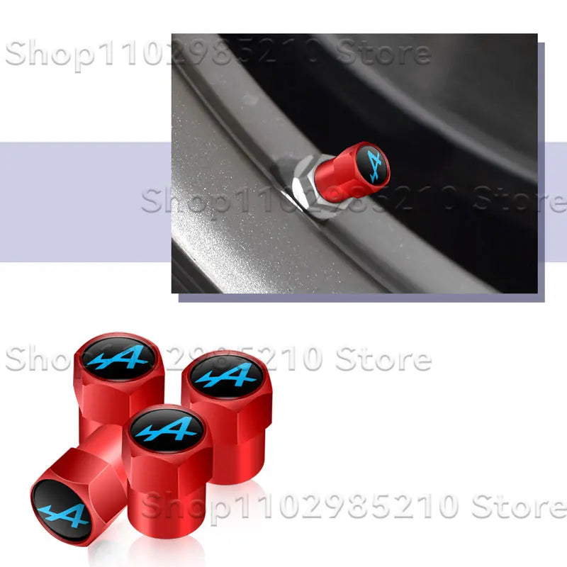 4Pcs/Set A Alpine Logo Car Wheel Tire Valve Stem Caps Dust Rim Covers Decor For Clio Scenic Logan Megane Captur Kadjar Duster