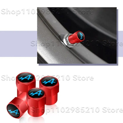 4Pcs/Set A Alpine Logo Car Wheel Tire Valve Stem Caps Dust Rim Covers Decor For Clio Scenic Logan Megane Captur Kadjar Duster