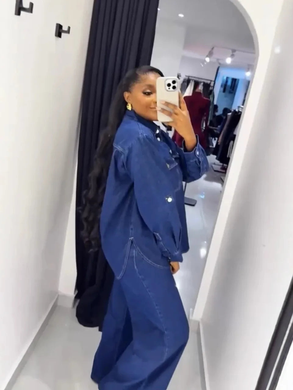 Jeans 2 Piece Sets Women Denim Shirt Coat Straight Pants Suit Streetwear Spring 2026 Washed Top Overshirt Trousers Outfits