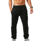 Pantalones casuales para hombre, primavera verano, con cordón, sólidos, de talla grande, transpirables y deportivos. 