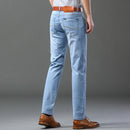 Spring Autumn Business Men Jeans Casual Straight Stretch Fashion Classic Black Sky Blue Grey Work Denim Trousers Brand Clothing