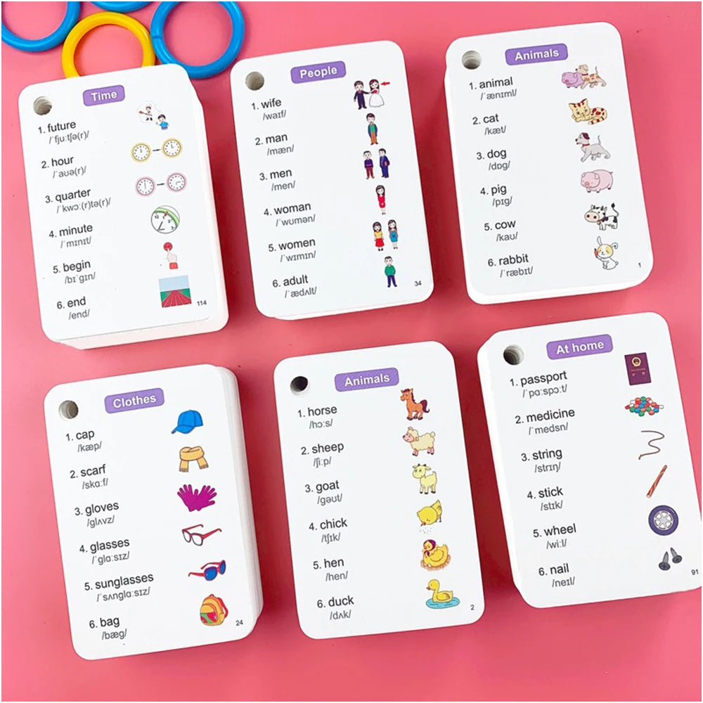 1200 English and Chinese Bilingual Learning Cards for Kids, Toddlers, English Language Beginners, or as a Montessori Gift