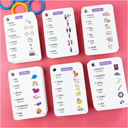 1200 English and Chinese Bilingual Words Learning Cards or Kids Toddler Beginners of English language Montessori Gift