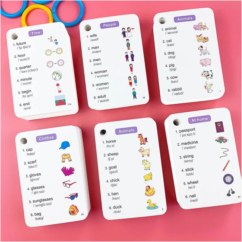 1200 English and Chinese Bilingual Words Learning Cards or Kids Toddler Beginners of English language Montessori Gift