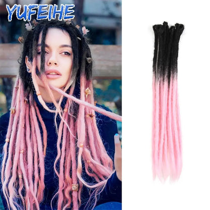20 Polegada sintético 100% artesanal dreadlock extensões de cabelo fino crochê trançado cabelo backcombed dreads reggae estilo cabelo hippie