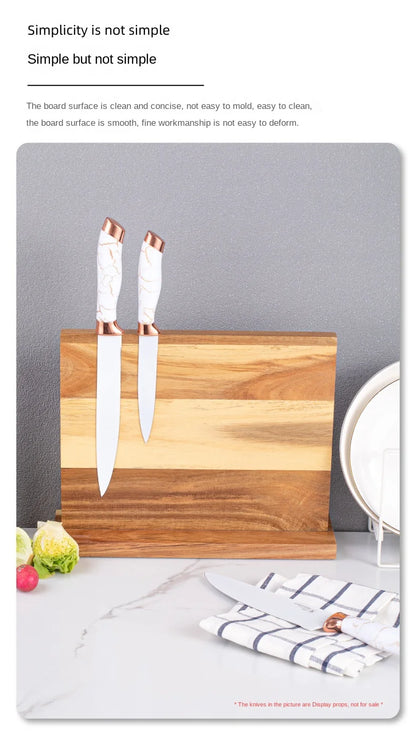 Acacia double-sided magnetic kitchen knife holder multi-functional knife storage rack magnetic knife holder