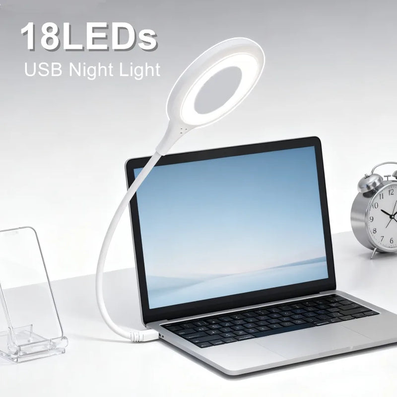 USB 18LEDs Direct Plug Portable Lamp Notebook Computer Lamp Eye Protection Student Study Reading Available Night Light Lighting