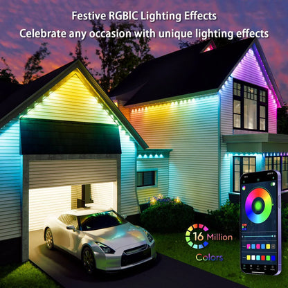 Beirais permanentes led inteligente ao ar livre rgbic wifi luz led para casa com controle remoto casa completa beirais luz festa de natal feriado deco