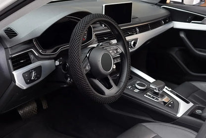 Elastic Elastic Steering Wheel Cover, Warm in Winter, Cool in Summer, Universal 15 Inches (About 38.1 Cm), Microfiber Breathable